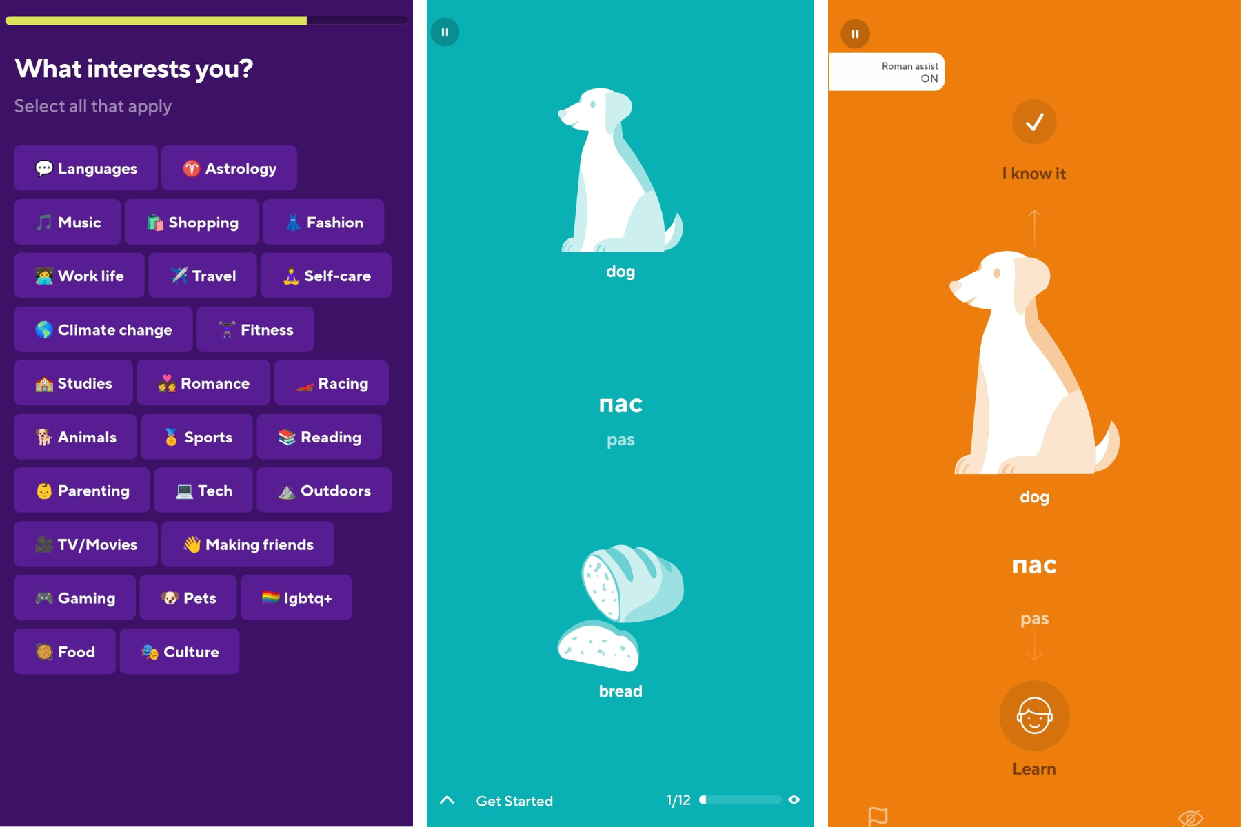 Drops visual vocabulary app with illustrated word-picture matching games designed for fast-paced language learning