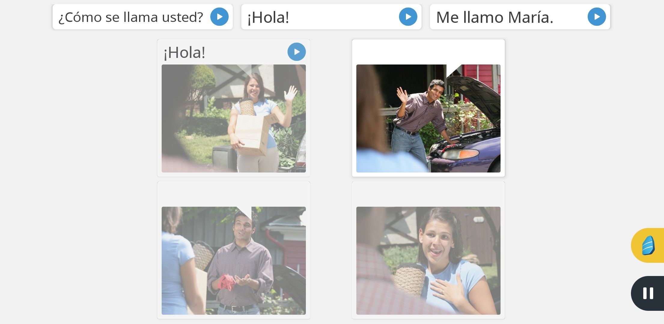 Rosetta Stone app topic selection screen demonstrating its non-linear, visual immersion approach to language learning